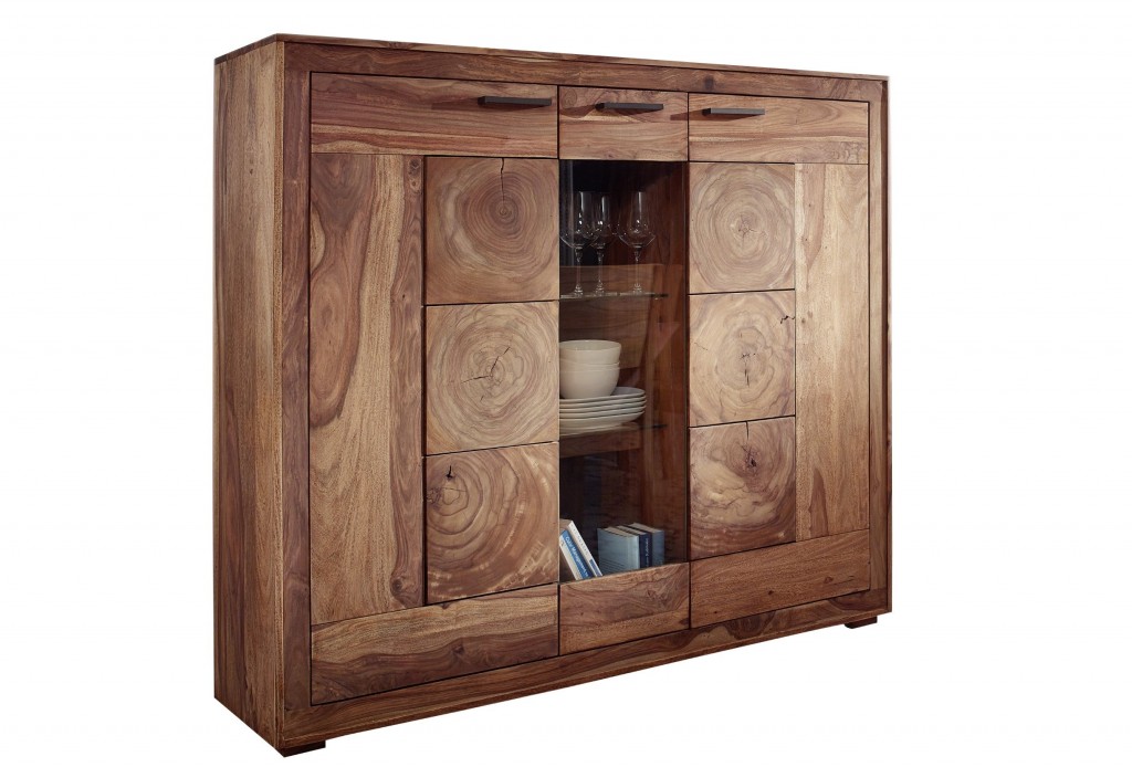 B-Ware Einzelstück Highboard 150 x 130 x 40 cm Akazienholz naturfarben TROPEA