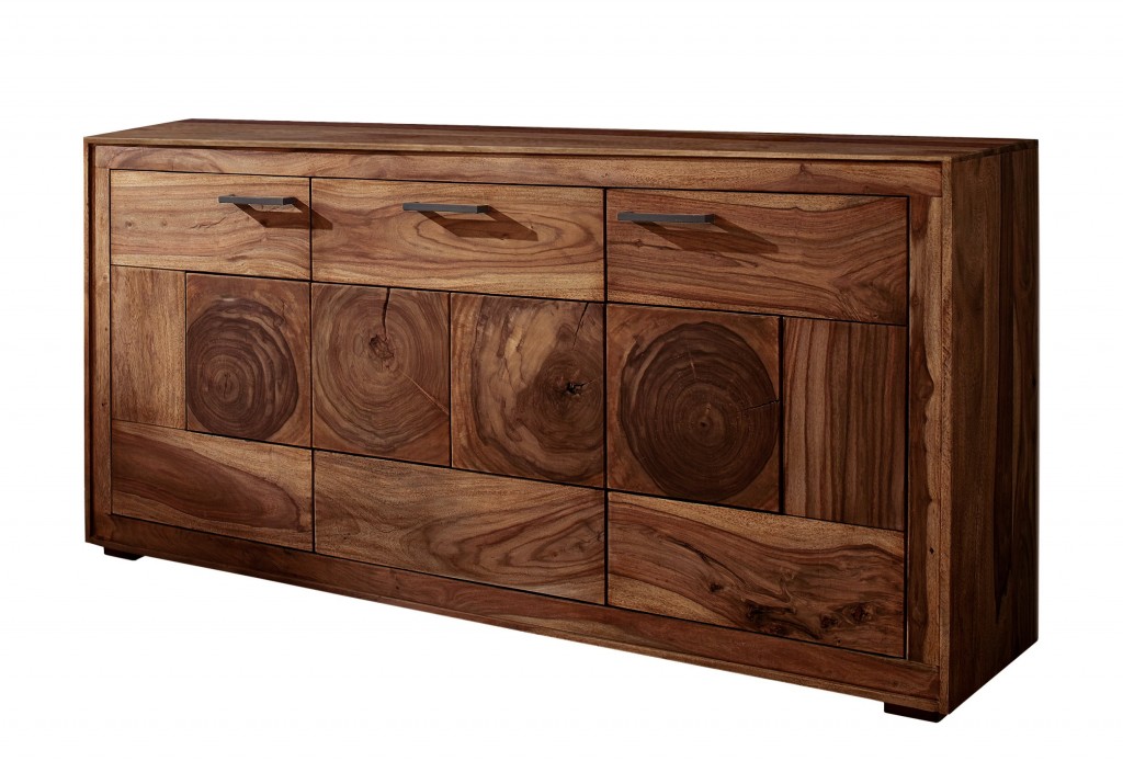 B-Ware Einzelstück Sideboard 170 x 82,5 x 40 cm Akazienholz massiv nussbaumfarben CASSIS