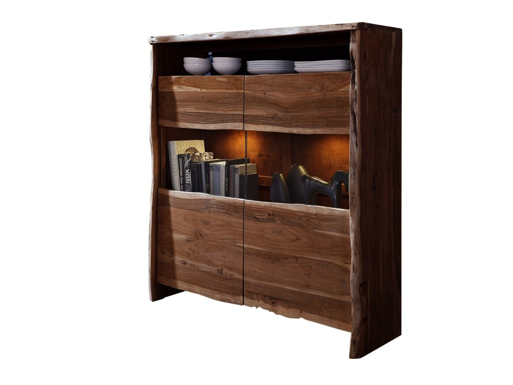 B-Ware Einzelstück Regal 131 x 147 x 45 cm Akazienholz nussbaumfarben LEFKI