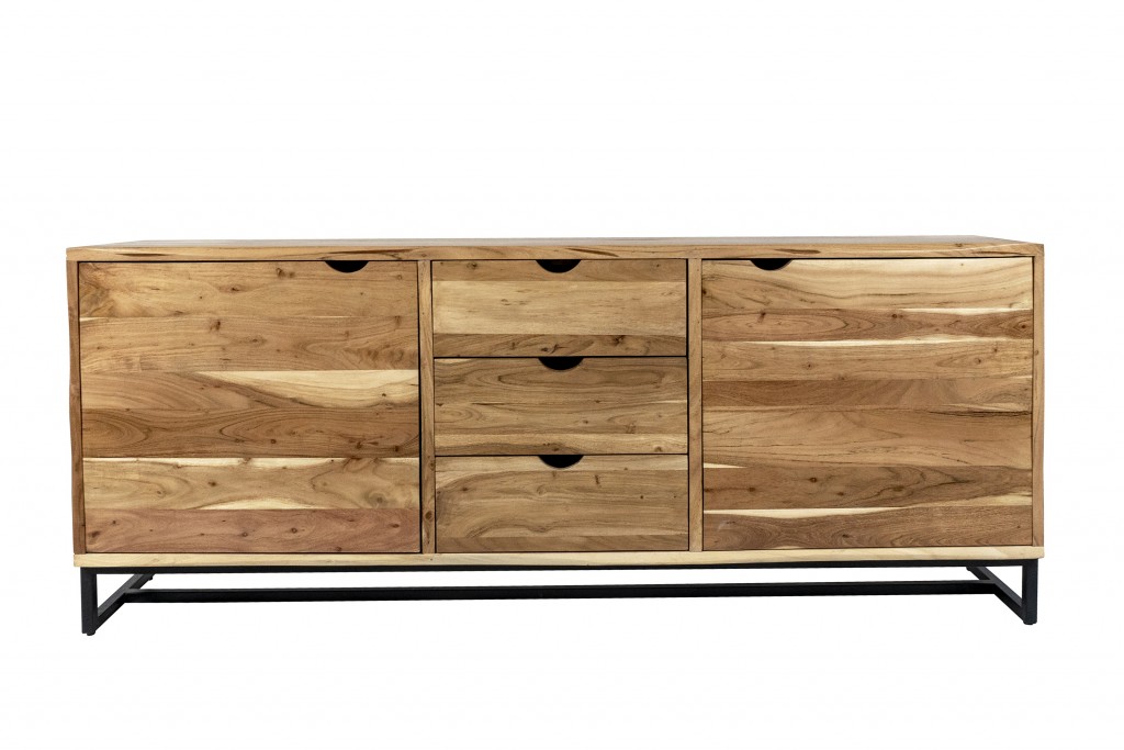 B-Ware Einzelstück Sideboard Kommode Akazienholz naturfarben massiv 200 x 80 cm Afionas