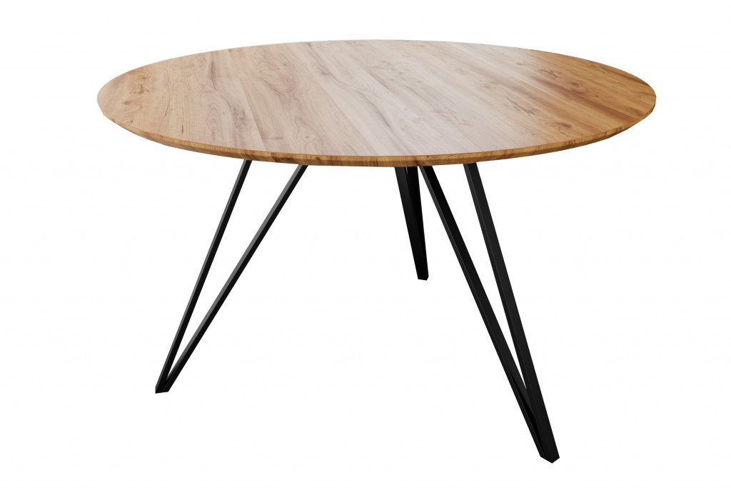 B-Ware Esstisch Baumkante massiv Akazie Hairpin-Gestell schwarz Orlanda