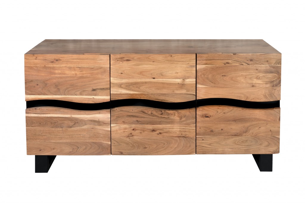 B-Ware Einzelstück Sideboard Baumkante 160 x 45 x 85 cm Akazienholz massiv naturfarben SEGESTA