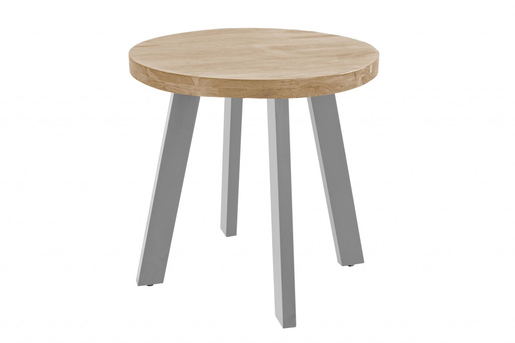 B-Ware Esszimmertisch rund 90 cm Akazienholz naturfarben schwarz Ulises