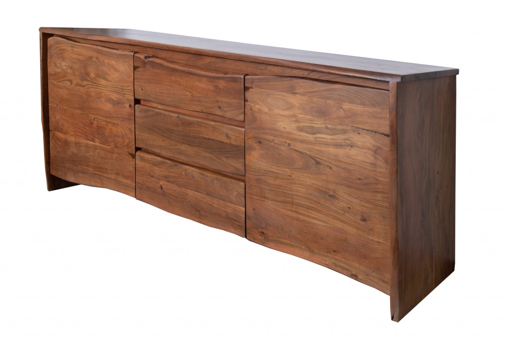 B-Ware Einzelstück Sideboard Baumkante 200 x 47 x 84 cm Akazie nuss BLANES
