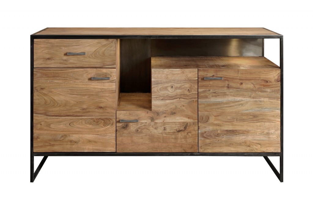 B-Ware Einzelstück Sideboard Kommode 175 x 85 x 45 cm Akazienholz stonefarben RAVENNA